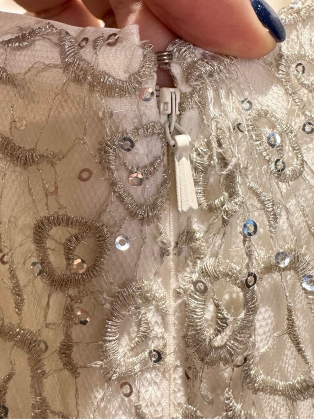 Aidan Mattox Ivory Strapless Lace Sequin Bodice Tulle Trumpet Gown Dress Size 2 - Picture 8 of 12